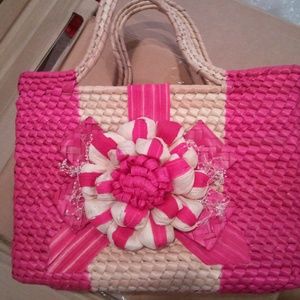 Pink and Tan Handmade Purse- New